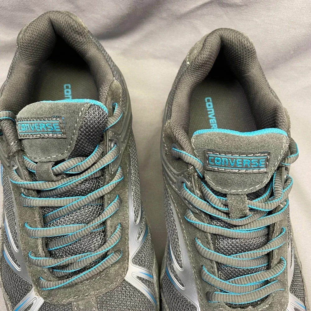 Converse Steel Toe Work Shoes‎ Womens Gray Blue Suede Mesh Safety Sneakers C1910